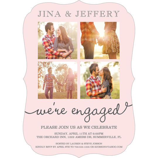 Blush Our Love Story Engagement Invitations